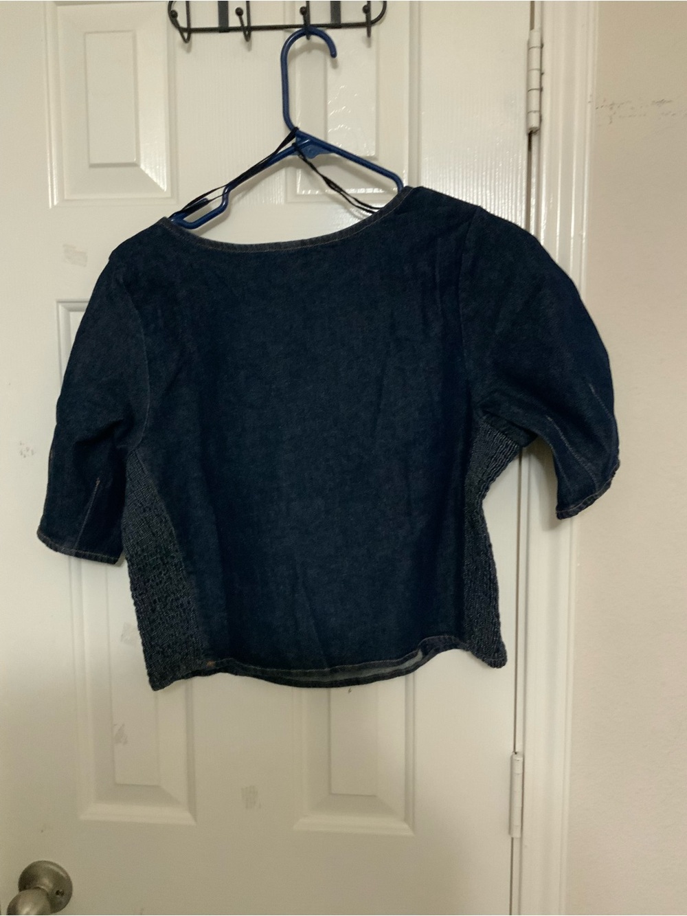 NWT Old Navy Dark Blue Denim Square Neck Puff Sleeve Top - Picture 3 of 3